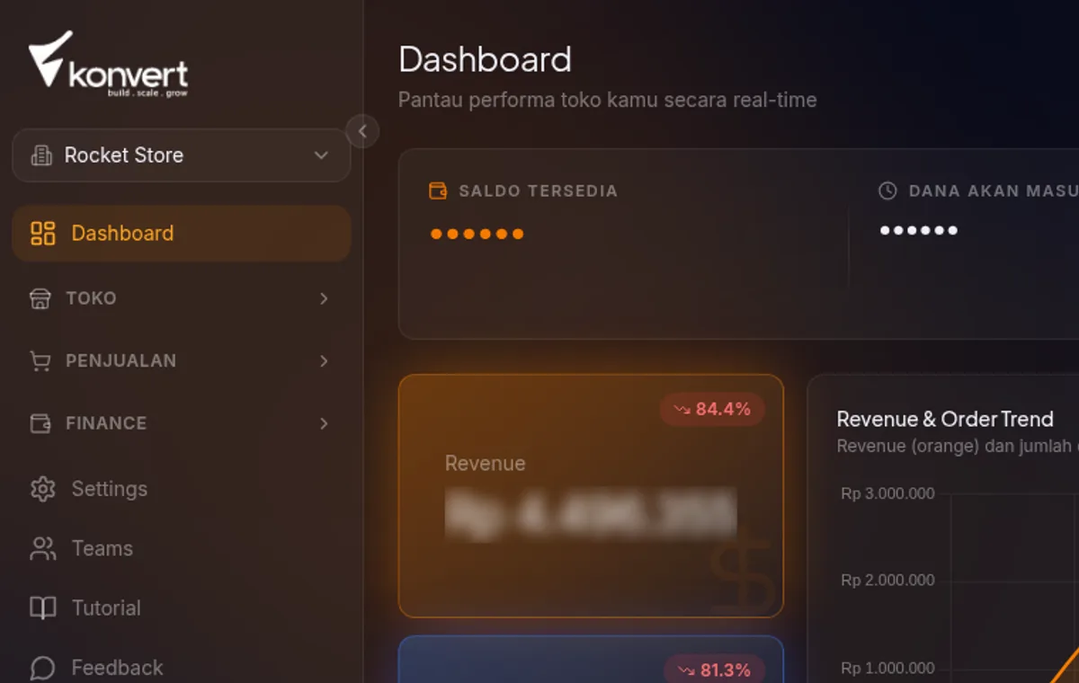 chip Aktivitas di topbar dashboard — titik oranye berkedip dan badge angka job aktif